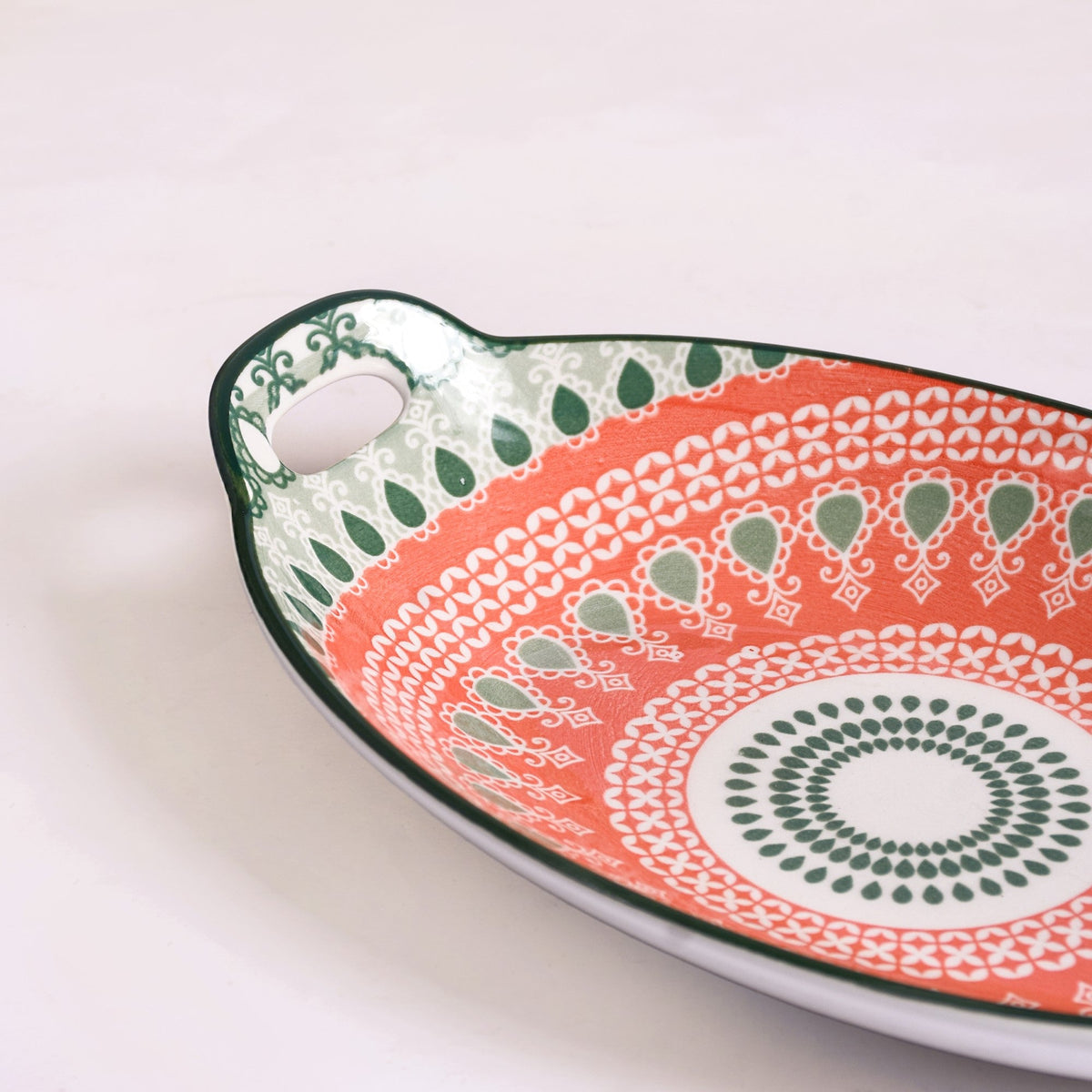 Orange And Green Mandala Snack Platter Set Of 2 Nestasia