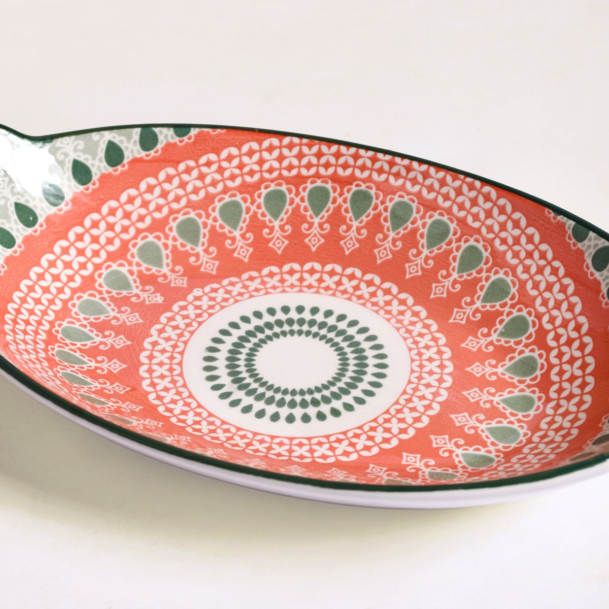Orange And Green Mandala Snack Platter Set Of 2 Nestasia