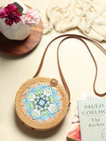Boho-Chic Round Rattan Crossbody Bag for Summer, Festivals, and Outdoor Adventures