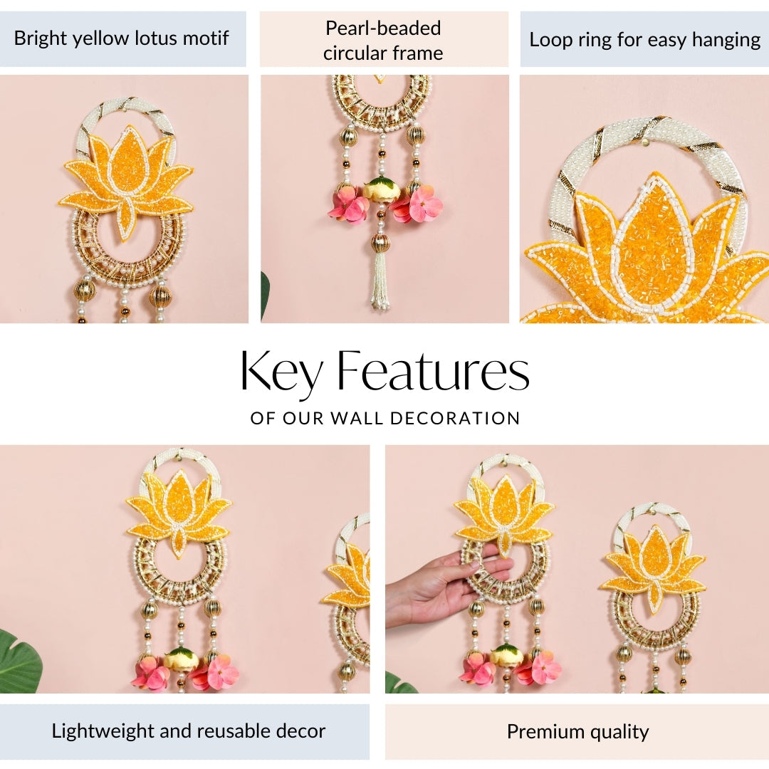 Lotus Charm Wall Hanging Set Of 2 In Yellow Nestasia
