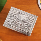 Lotus Design Pure Brass Puja Chowki With Silver Polish 20x15cm Nestasia