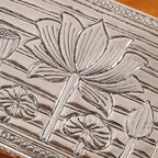Lotus Design Pure Brass Puja Chowki With Silver Polish 20x15cm Nestasia
