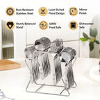 Lotus Design Cutlery With Stand Set Of 25 Nestasia