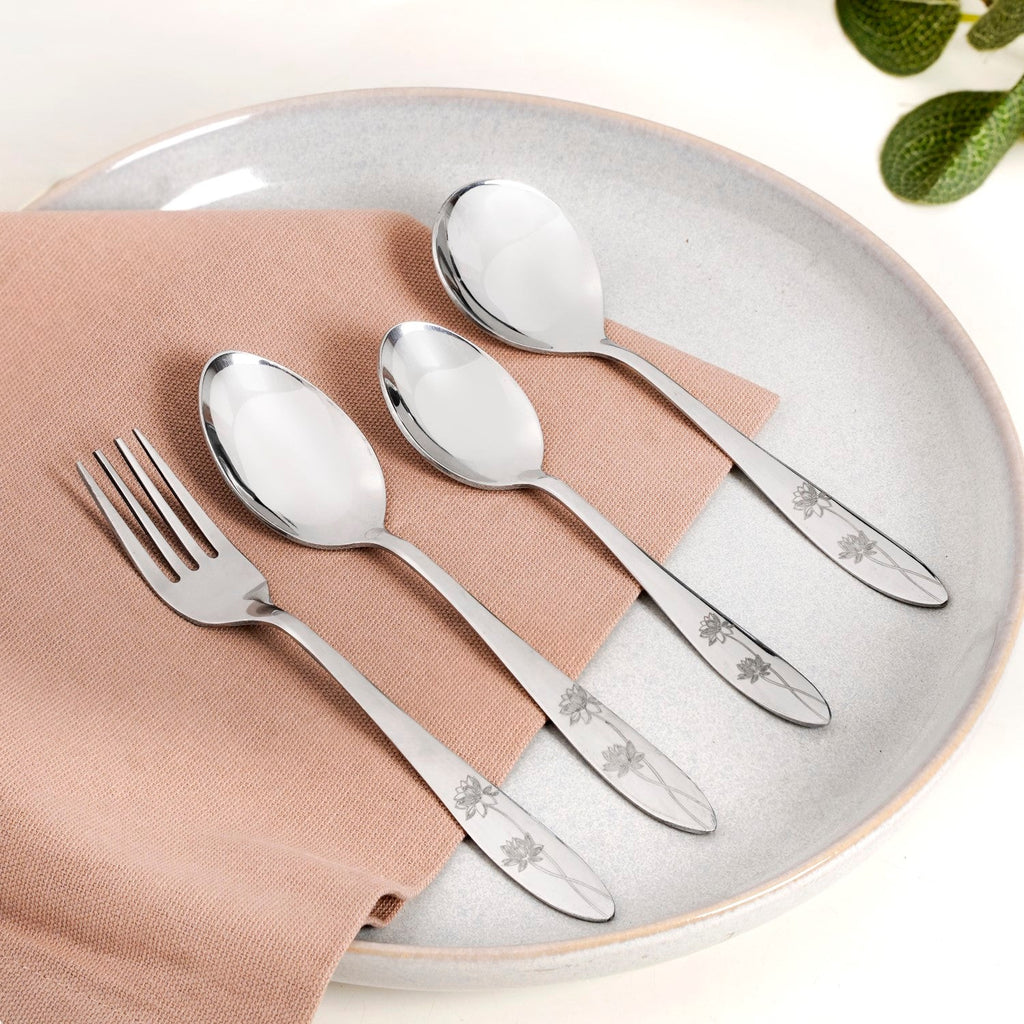 Lotus Design Cutlery With Stand Set Of 25 Nestasia