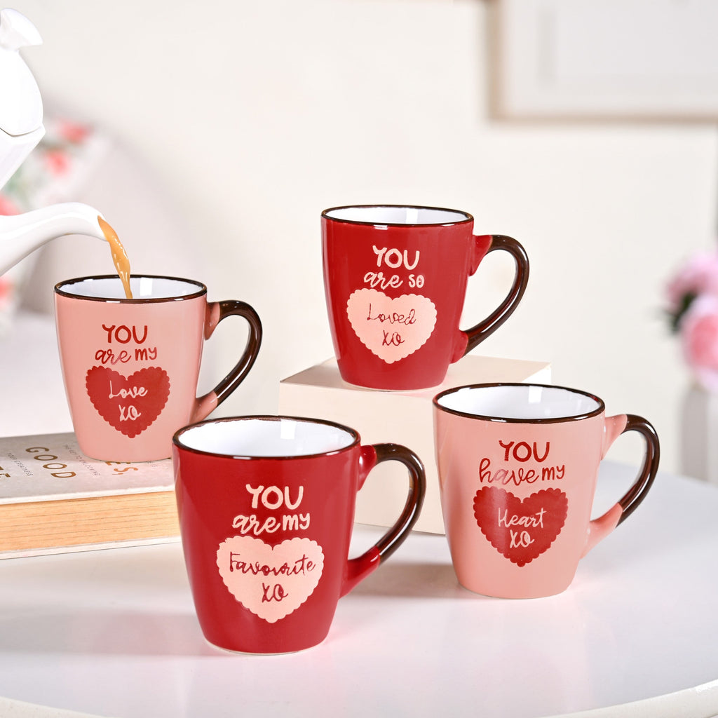 Love Note XO Ceramic Mug Set Of 4 210ml Nestasia