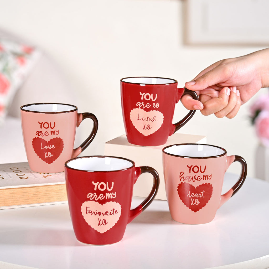 Love Note XO Ceramic Mug Set Of 4 210ml Nestasia
