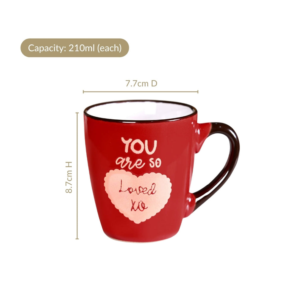 Love Note XO Ceramic Mug Set Of 4 210ml Nestasia