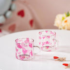 Heart XO Glass Small Size Cup Set Of 2 Pink 140ml Nestasia