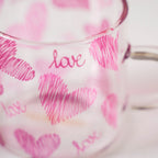 Heart XO Glass Small Size Cup Set Of 2 Pink 140ml Nestasia
