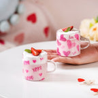 Heart XO Glass Small Size Cup Set Of 2 Pink 140ml Nestasia