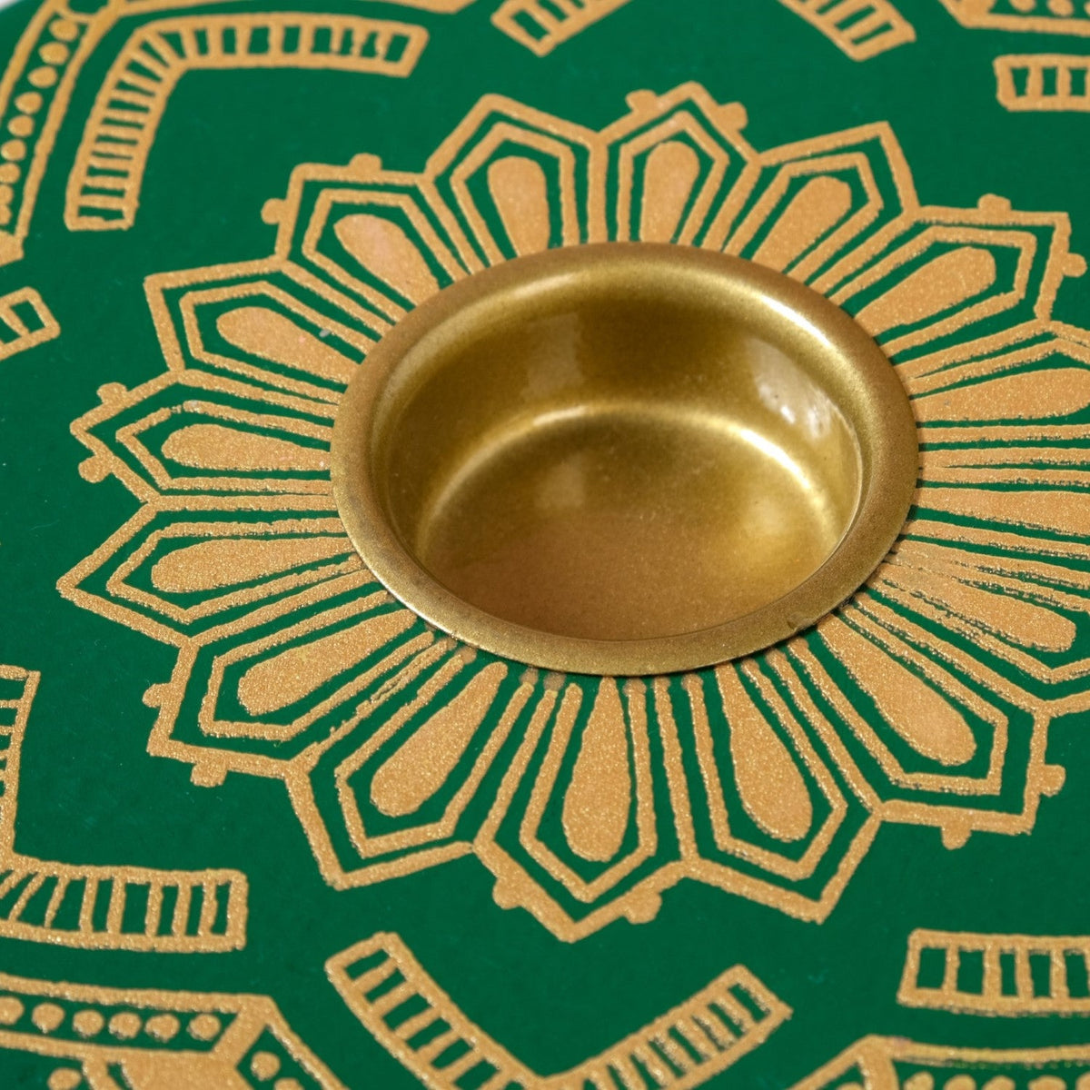 Lumia Handpainted Tealight Holder With Candle Green Nestasia