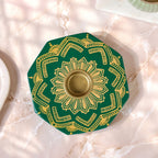 Lumia Handpainted Tealight Holder With Candle Green Nestasia