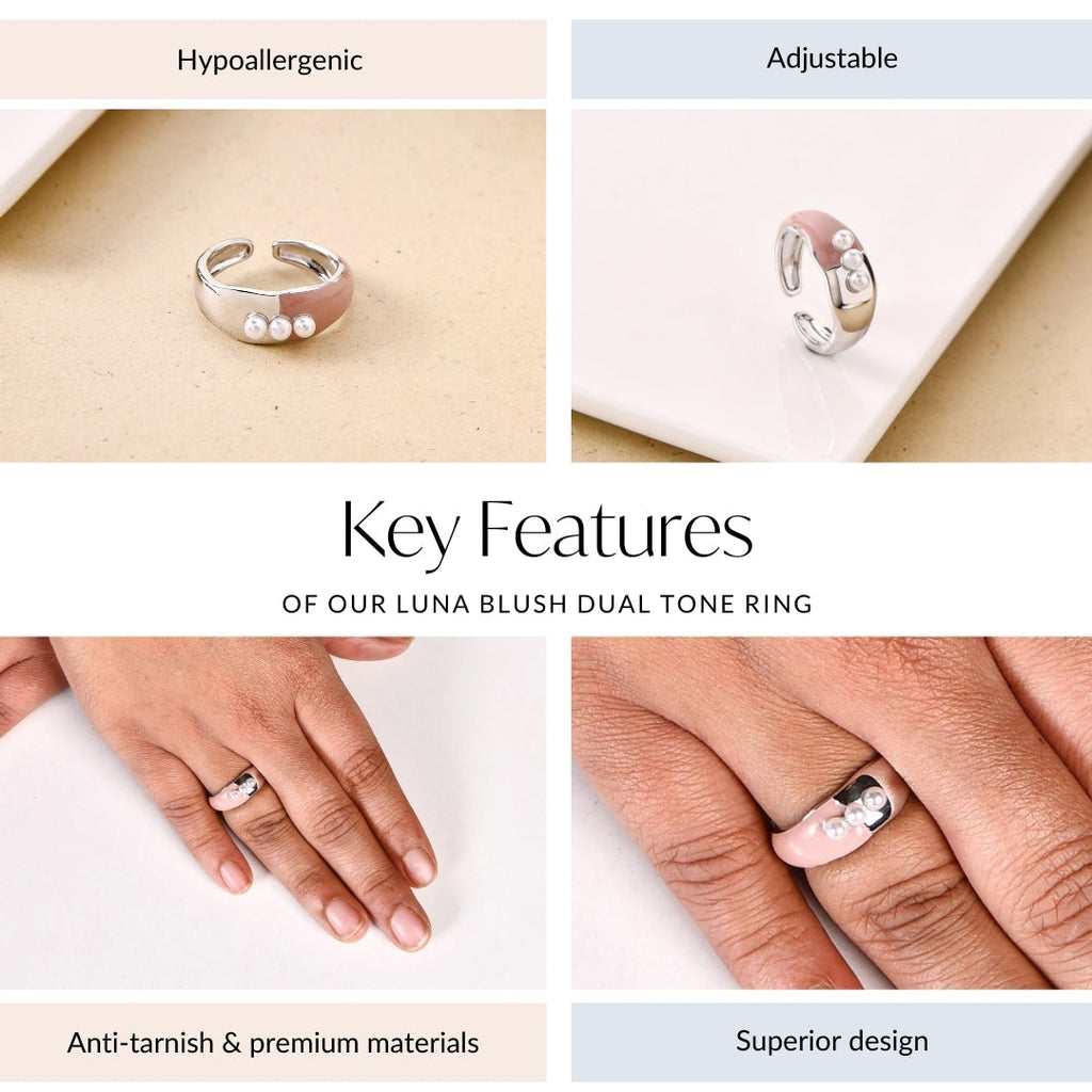 Luna Blush Dual Tone Ring Nestasia