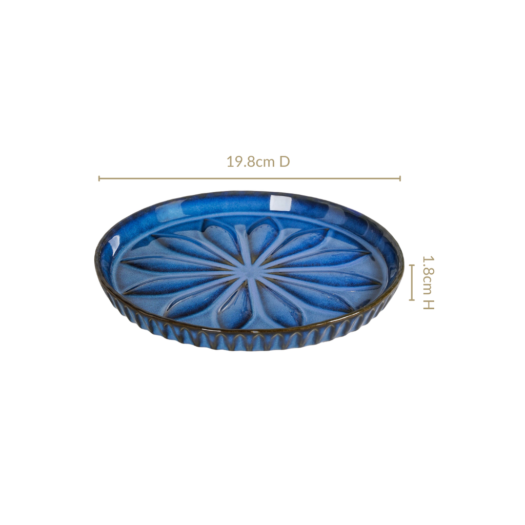 3D Flower Embossed Salad Plate Set Of 2 Red Blue 19cm Nestasia