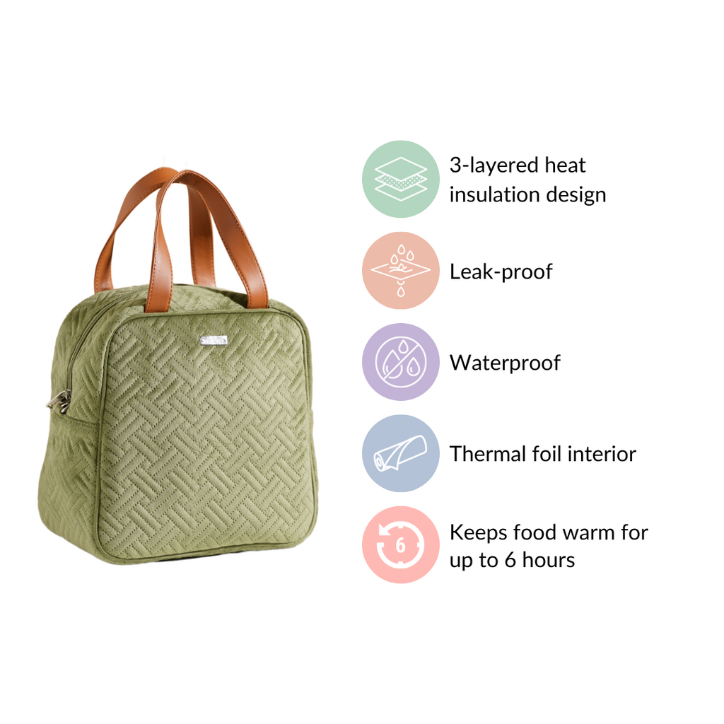 Thermal Insulated Travel Lunch Bag Green Nestasia