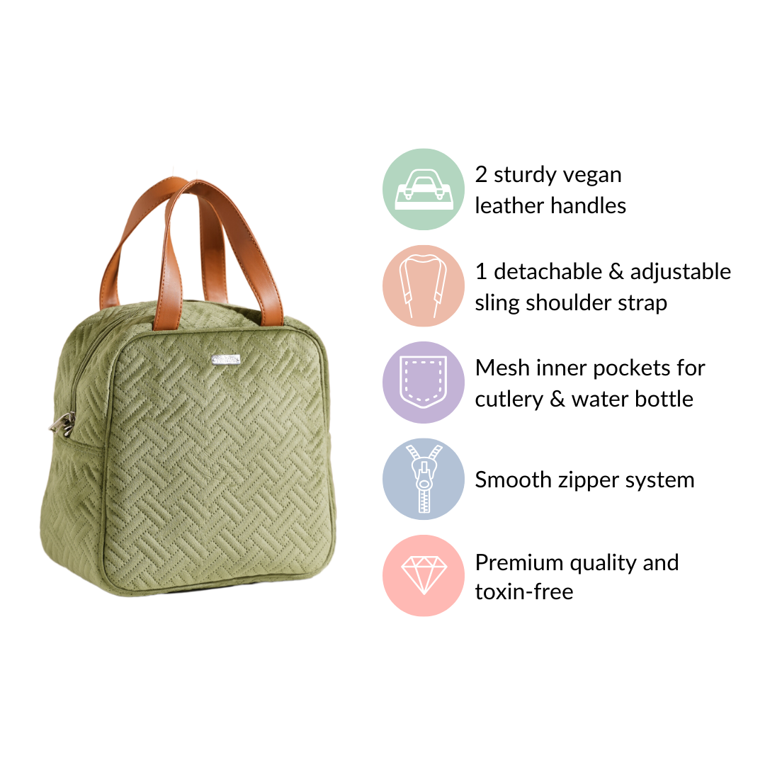 Thermal Insulated Travel Lunch Bag Green Nestasia
