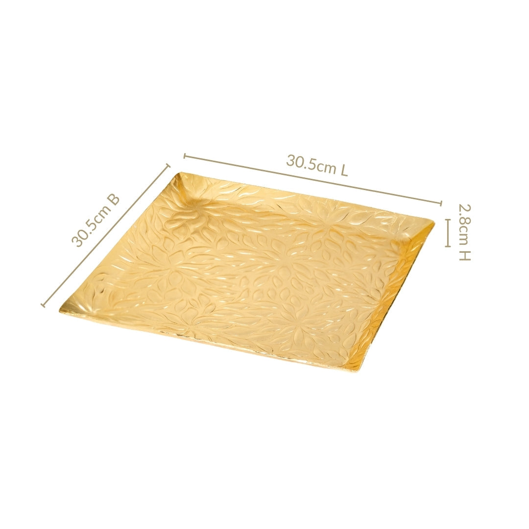 Luxe Lustre Embossed Decorative Square Tray Nestasia