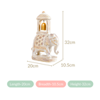 Decorated Elephant With Gold Bell Showpiece White Nestasia