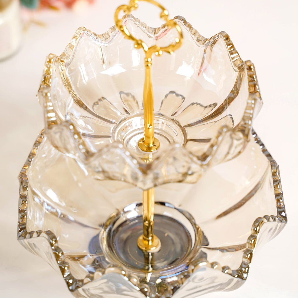 Glass 2 Tier Decorative Bowl Stand Nestasia