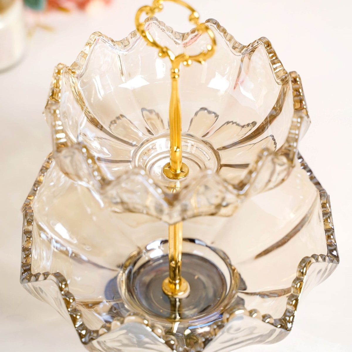 Glass 2 Tier Decorative Bowl Stand Nestasia