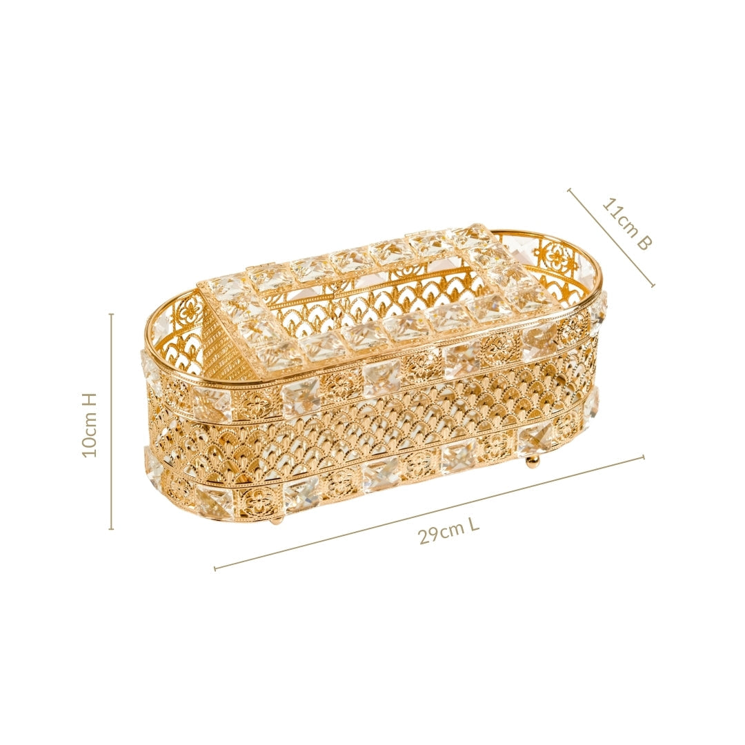 Luxe Gold Tissue Box With Compartments Nestasia