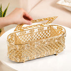 Luxe Gold Tissue Box With Compartments Nestasia