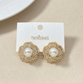 Luxe Pearl Floral Stud Earrings Nestasia