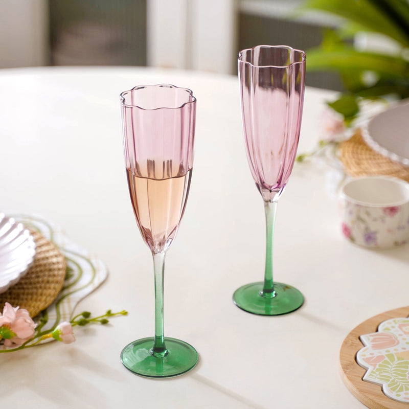 Luxe Tulip Champagne Glass Set Of 2 220ml Nestasia