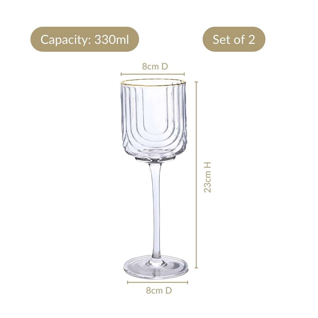 Luxe Wine Glass Set Of 2 330ml Nestasia