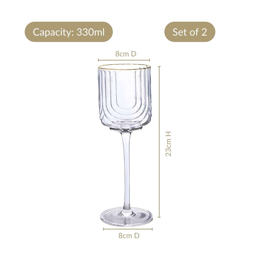 Luxe Wine Glass Set Of 2 330ml Nestasia