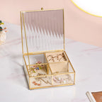 Fluted Lid Multi Section Glass Jewellery Box Nestasia