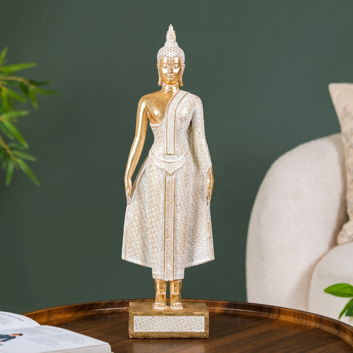 Gold Standing Buddha Decor Statue Large 16 Inch Nestasia
