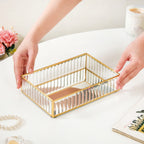 Modern Gold Edge Glass Decorative Tray Small Nestasia