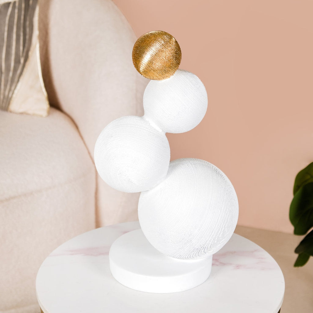 Modern Spheres Sculpture White And Gold Nestasia