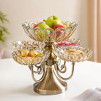 Multilayer Decorative Rotating Glass Bowls Set of 5 With Stand Nestasia