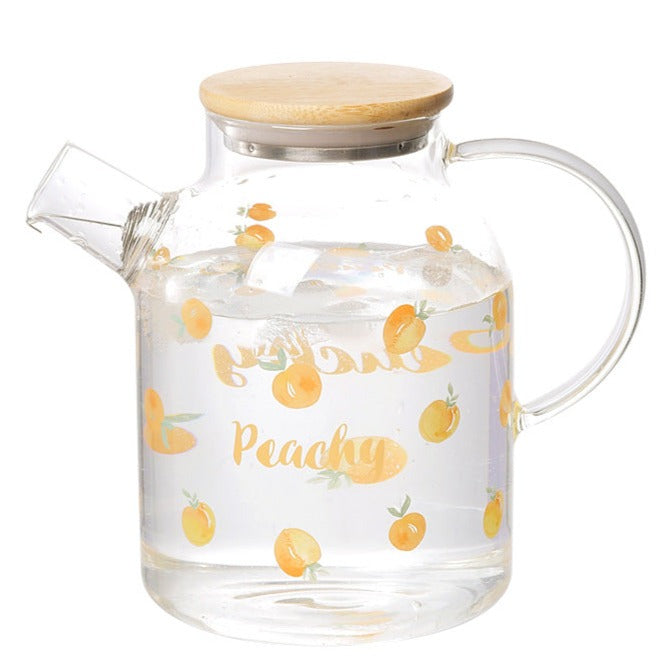 Peach Glass Teapot Large Orange Nestasia