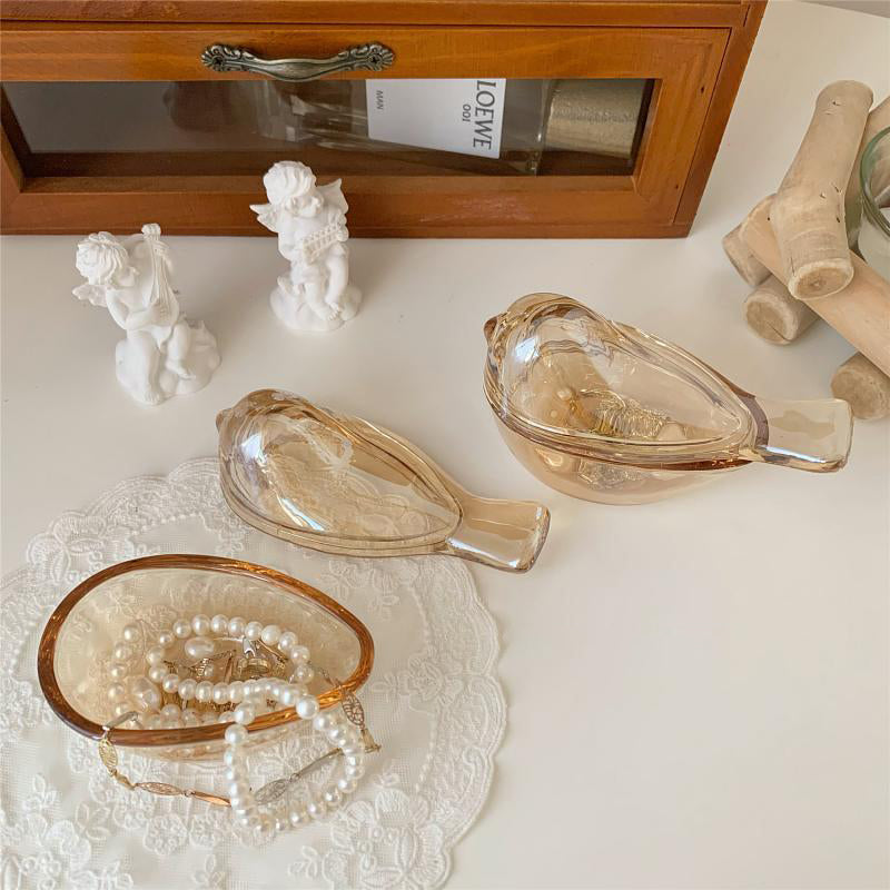 Amber Bird Glass Box Nestasia