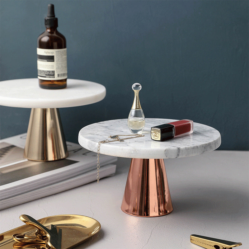 Marble and Metal Cake Stand 8 inch Nestasia