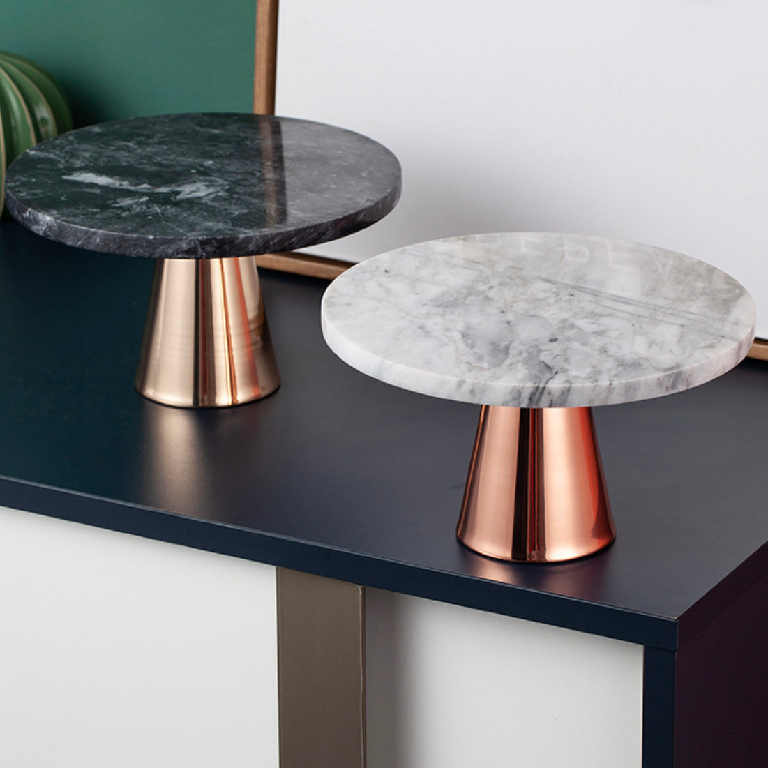 Marble and Metal Cake Stand 8 inch Nestasia