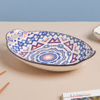 Mandala Blue Ceramic Baking Plate With Handle Nestasia