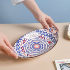 Mandala Blue Ceramic Baking Plate With Handle Nestasia