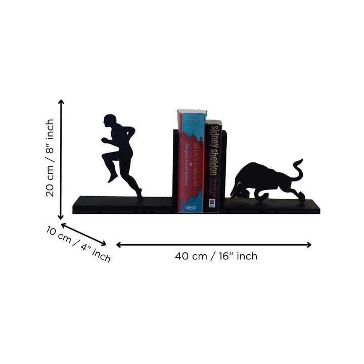 Bull And Men Wooden Book End Kafalo