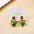 Majestic Stones Gold Drop Earrings Nestasia