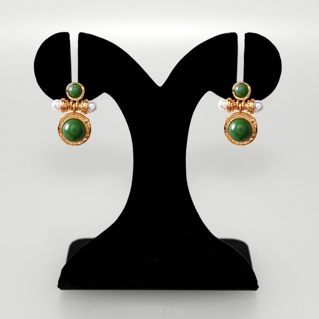 Majestic Stones Gold Drop Earrings Nestasia