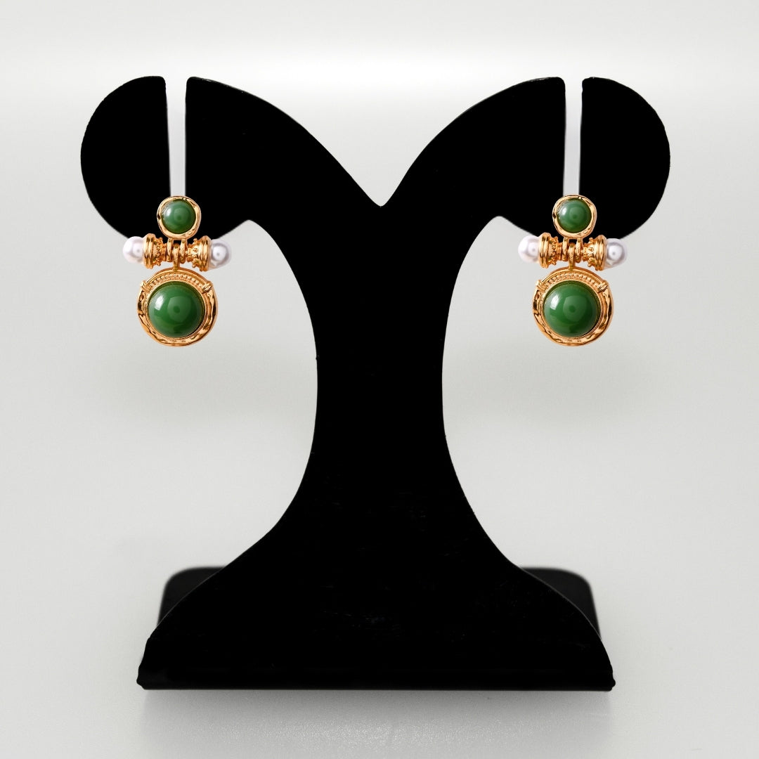 Majestic Stones Gold Drop Earrings Nestasia