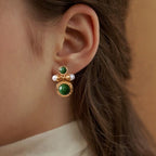 Majestic Stones Gold Drop Earrings Nestasia