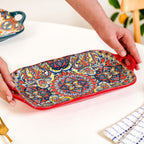 Mandala Melange Long Platter Dish Red Nestasia