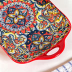 Mandala Melange Long Platter Dish Red Nestasia