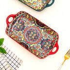 Mandala Melange Long Platter Dish Red Nestasia