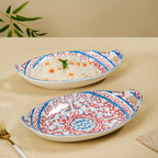 Mandala Long Dish Red And Blue Set Of 2 Nestasia